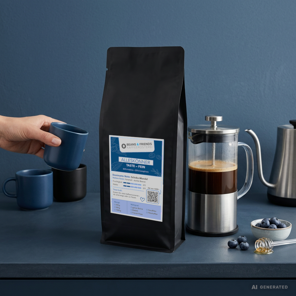 Alleskönner / taste - fine / von Beans & Friends – Kaffeemischung mit feinen Nussnoten, vielseitig geeignet für Filter und Vollautomaten