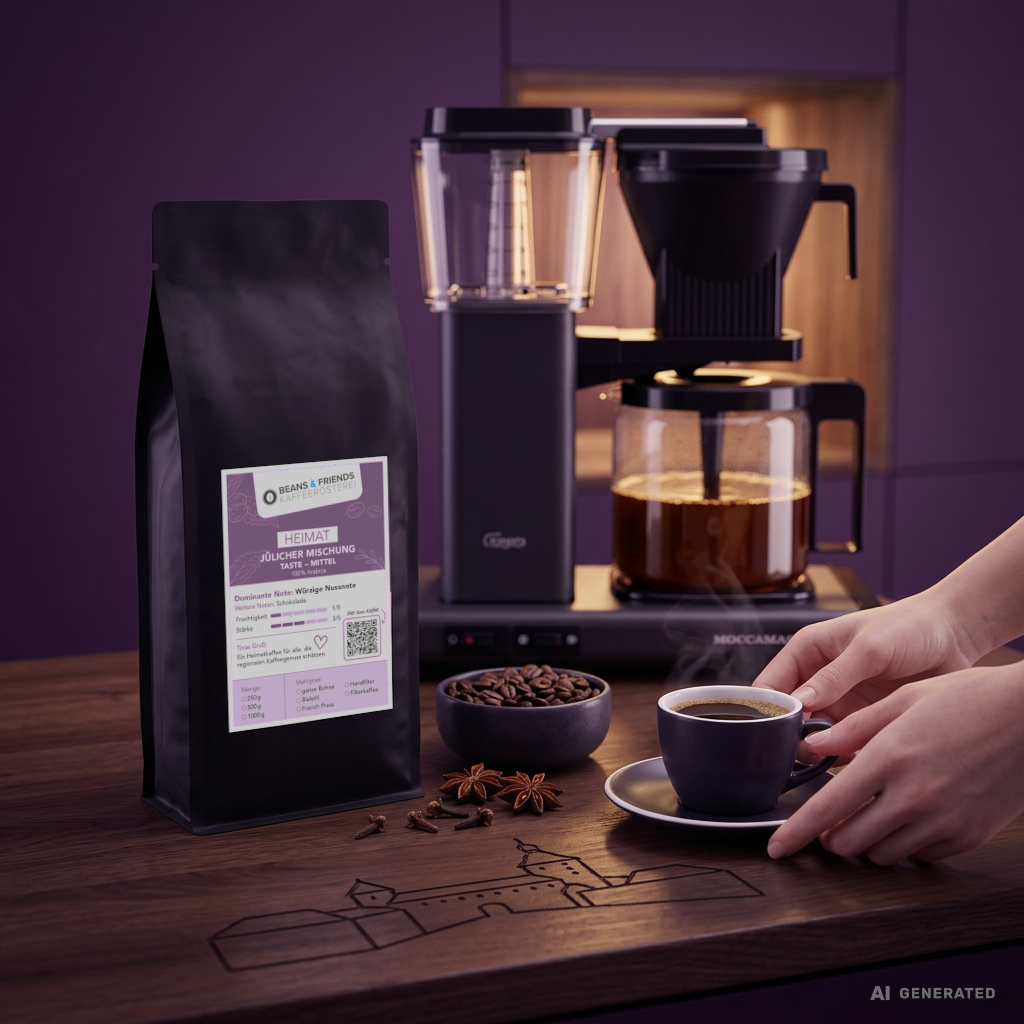 Jülicher Mischung von Beans & Friends – würziger regionaler Kaffee mit Röstaromen, geeignet für Vollautomaten